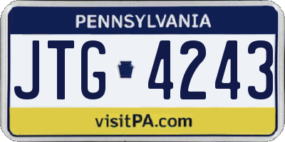 PA license plate JTG4243