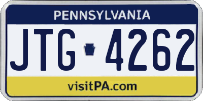 PA license plate JTG4262