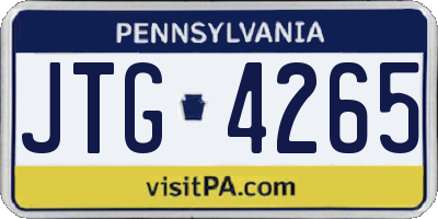 PA license plate JTG4265
