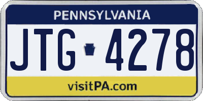 PA license plate JTG4278