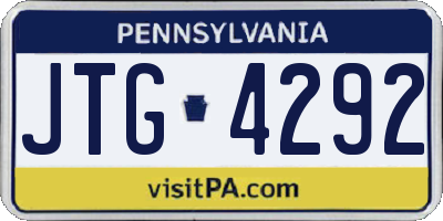 PA license plate JTG4292