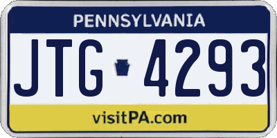 PA license plate JTG4293