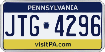 PA license plate JTG4296