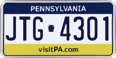 PA license plate JTG4301