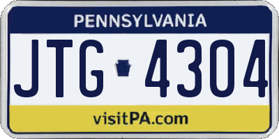 PA license plate JTG4304