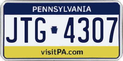 PA license plate JTG4307
