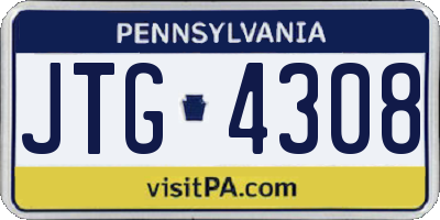 PA license plate JTG4308