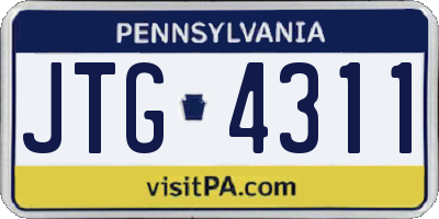 PA license plate JTG4311