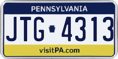 PA license plate JTG4313