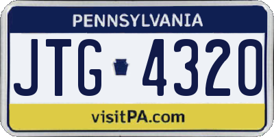 PA license plate JTG4320
