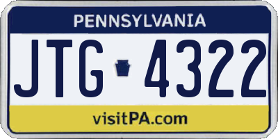 PA license plate JTG4322