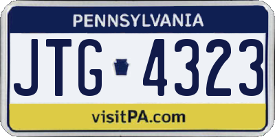 PA license plate JTG4323