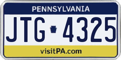 PA license plate JTG4325