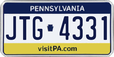 PA license plate JTG4331