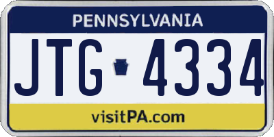 PA license plate JTG4334