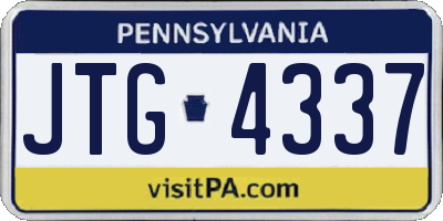 PA license plate JTG4337