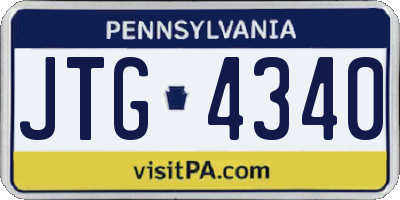 PA license plate JTG4340