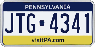 PA license plate JTG4341