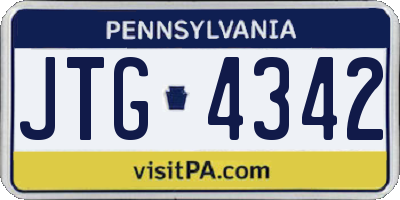 PA license plate JTG4342