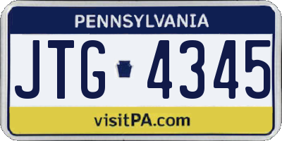 PA license plate JTG4345