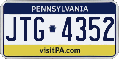 PA license plate JTG4352