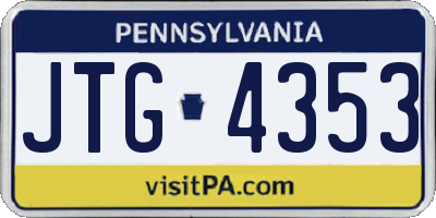PA license plate JTG4353