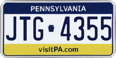 PA license plate JTG4355