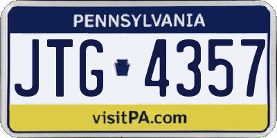 PA license plate JTG4357