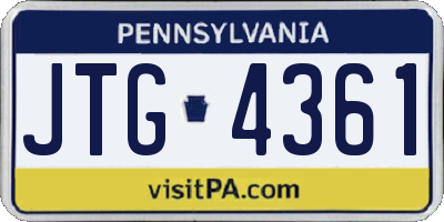 PA license plate JTG4361