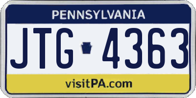 PA license plate JTG4363