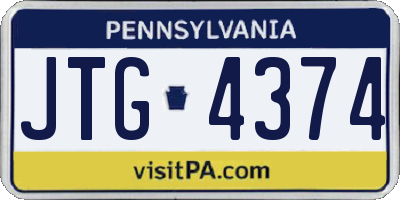 PA license plate JTG4374