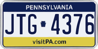 PA license plate JTG4376