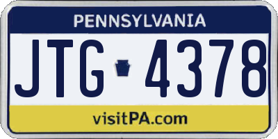 PA license plate JTG4378