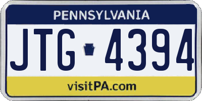 PA license plate JTG4394