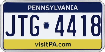 PA license plate JTG4418