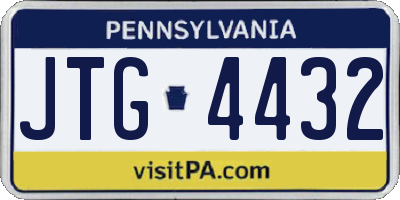 PA license plate JTG4432