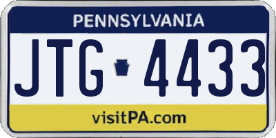 PA license plate JTG4433