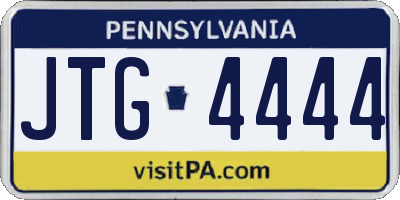 PA license plate JTG4444