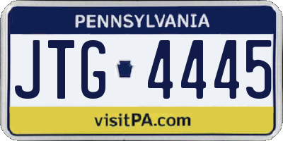 PA license plate JTG4445