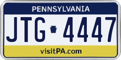 PA license plate JTG4447