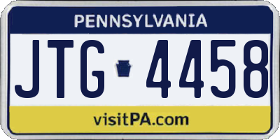 PA license plate JTG4458