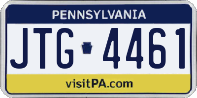 PA license plate JTG4461