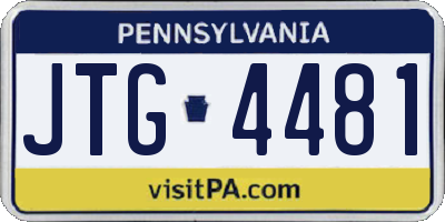 PA license plate JTG4481