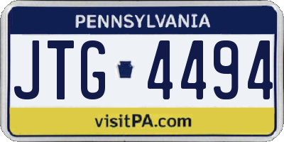 PA license plate JTG4494