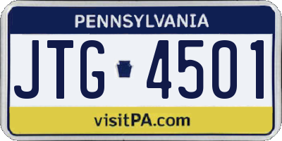 PA license plate JTG4501