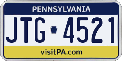 PA license plate JTG4521