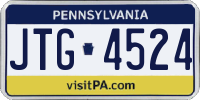 PA license plate JTG4524