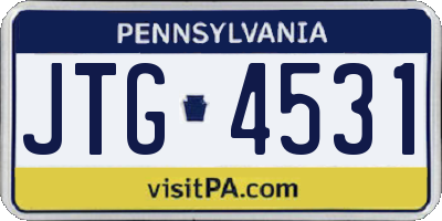 PA license plate JTG4531