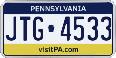 PA license plate JTG4533