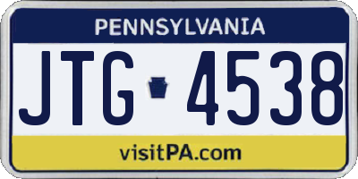 PA license plate JTG4538